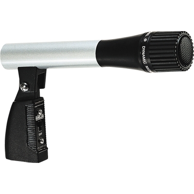 Picture of Ahuja AUD-77DX Wired Microphone Ahuja Unidirectional Dynamic Microphone with Holder 2.5mV/Pa-Silver