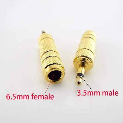 Picture of Female 6.35mm Jack to Male 3.5mm Mono Plug Connector Adapter Audio Converter Golden-Gold