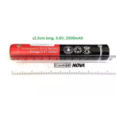 Picture of Geepas 3.6V 2500mAh Ni-Cd Rechargeable Torch Light Clone Version Battery 2x12.5cm-Multicolor