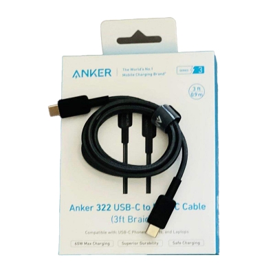 Picture of Anker 322 USB-C To USB-C Cable 3ft 60W Nylon Braided Cable Safe charging multicolour-Multicolor