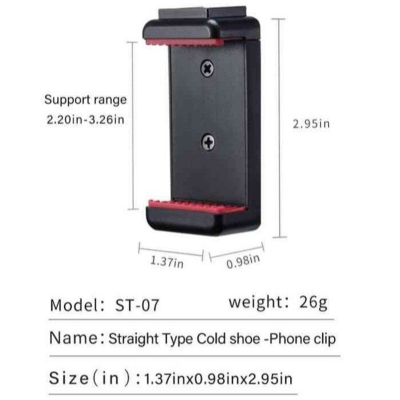 Picture of ULANZI ST-07 Phone Tripod Mount with Cold Shoe Mount for Microphone LED Video Light 1/4'' Tripod Screw for iPhone 11/Pro/Pro Max XS Max XR X 8 7...-Black