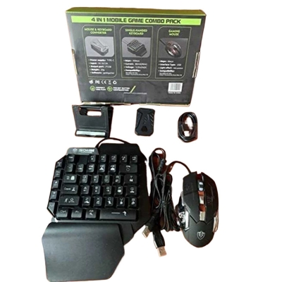 Picture of 4 in 1 Bluetooth PUBG Gaming Keyboard Mouse Converter Combo for Smartphone and PC - Black-Black