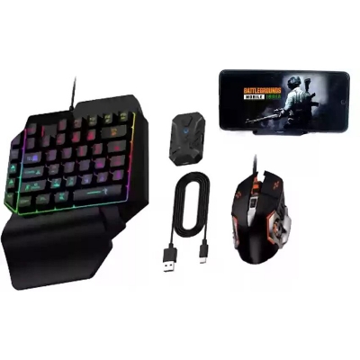 Picture of Mobile Controller Gaming Keyboard Mouse  Converter PUBG Keypad Adapter for Android USB TYPE-C Game Accessories 4 in 1 Gaming Keyboard Mouse Convertor Combo- Black-Black
