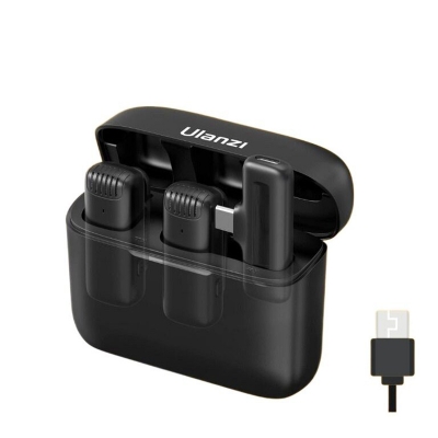 Picture of High-Performance - Ulanzi J12 Dual Wireless Microphone for Android with Type-C Mobile Charging Case - Sleek Usage-Multicolor