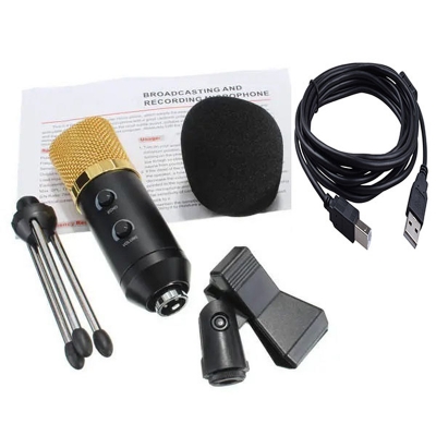 Picture of Bm 100 Fx  Usb Condenser Microphone For Studio Record Complete Package Condenser Microphone For Computer Laptop-Gold