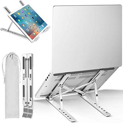 Picture of Adjustable Full Aluminum Laptop Stand with Clothing Storage BAG supports most devices from 10 - 15.6 inches laptop-Silver