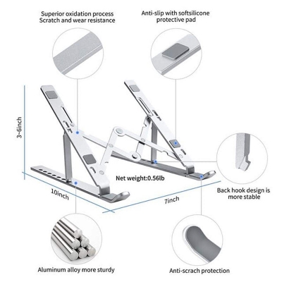 Picture of Laptop Stand Creative Folding Storage Bracket for 10-17 inch Tablets Notebook Laptop Quality Aluminum Alloy-Silver