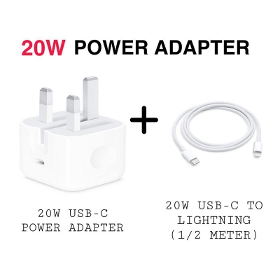 Picture of i-phone 12 Max 20W USB-C Power Adapter USB -C to Lightning Cable-White