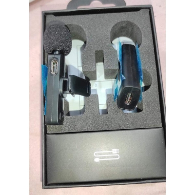 Picture of Wireless Microphone Record Microphone k35 2.4Ghz Smart Noise Cancelling Mini Portable Lavalier Mic on Live Streaming For Android Mobile 3.5mm Male port  4 pole-Black