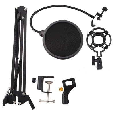 Picture of Desktop Microphone Stand Suspension Boom Scissor Arm Stand with 3/8-5/8 Screw/ Shock Mount /Clip-Black