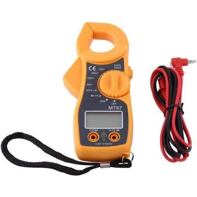 Picture of MT-87 Digital Clamp Meter Electronic Tester Pocket Clamping Meter for Measuring AC/DC Voltage, AC Current, Resistance, Data Hold & Overload Protection in Portable Mini MT87 Electric Testing Digital Multimeter  (Orange 2000 Counts)-Yellow