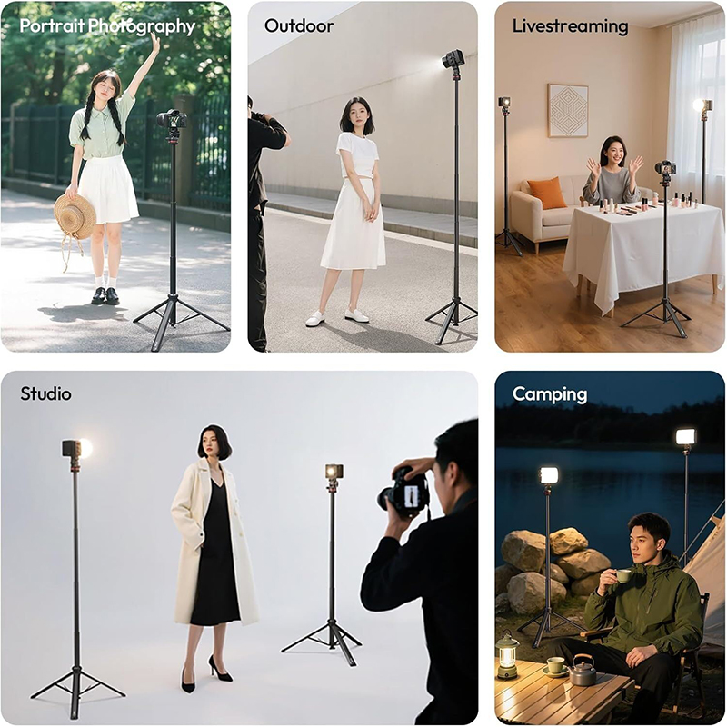Picture of ULANZI MT-80 Aluminum Tripod Stand, 7FT Extendable Camera Phone Tripod for Travel, Auto Pop-Up, 1/4" Screw, 360 Ball Head Portable Photo Video Light Stand for DSLR Camera, Ring Light, Video Rig-Black