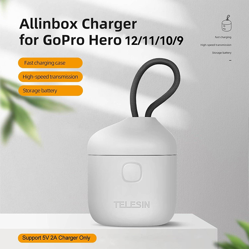 Picture of TELESIN Battery Charger Fast Charging for GoPro Hero12 11 10 9 Black Accessories Action Cameras-White