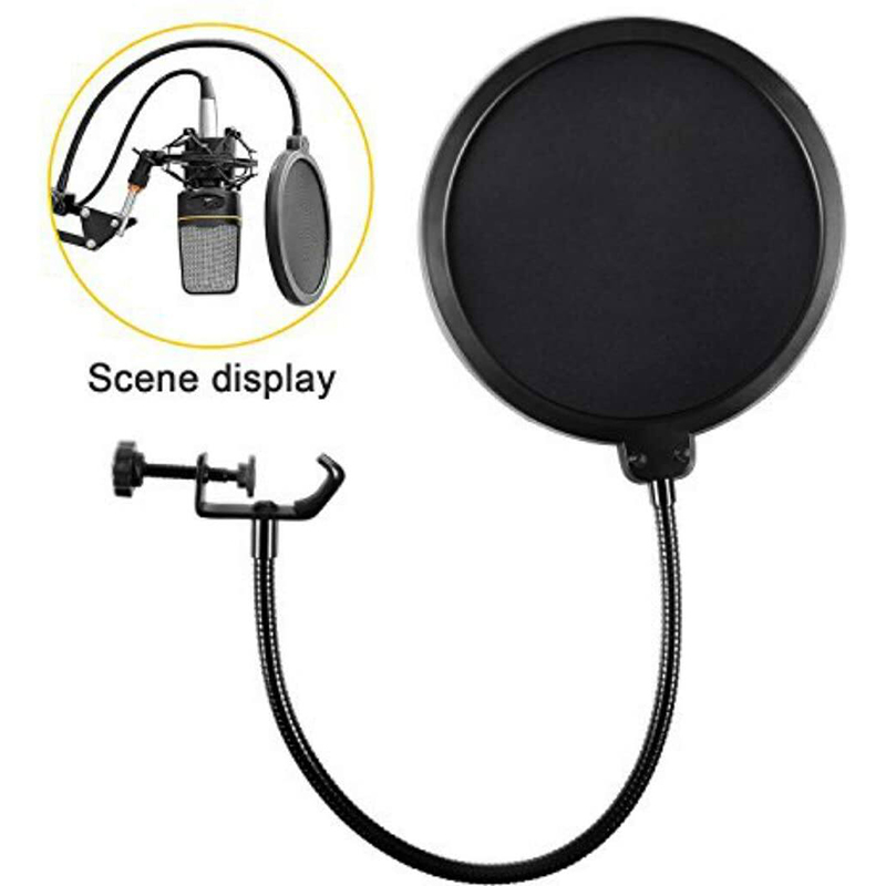 Picture of Universal Microphone Pop Filter Studio Recording Condenser Microphone Windscreen Mask Shield-Black