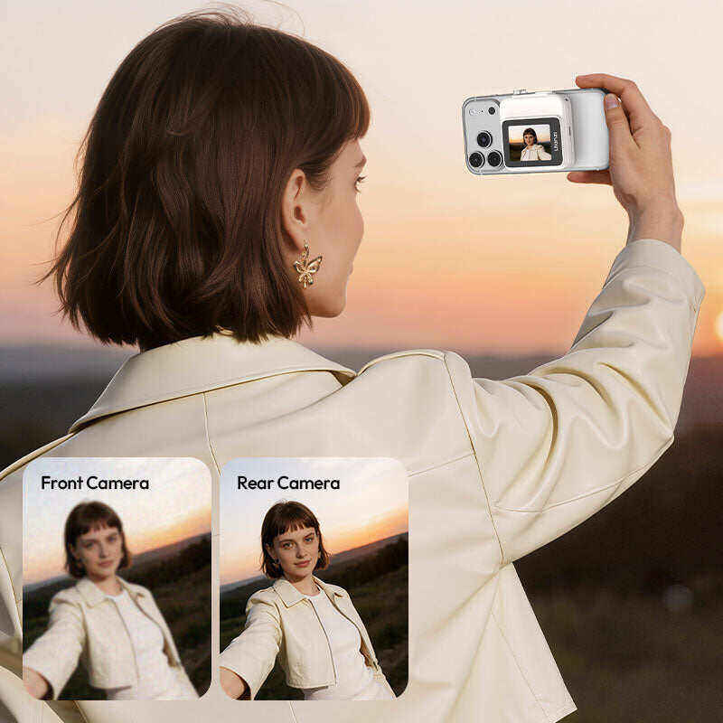 Picture of Ulanzi VM02 Wireless Magnetic Selfie Monitor Screen is a compact device that mounts to the back of your smartphone