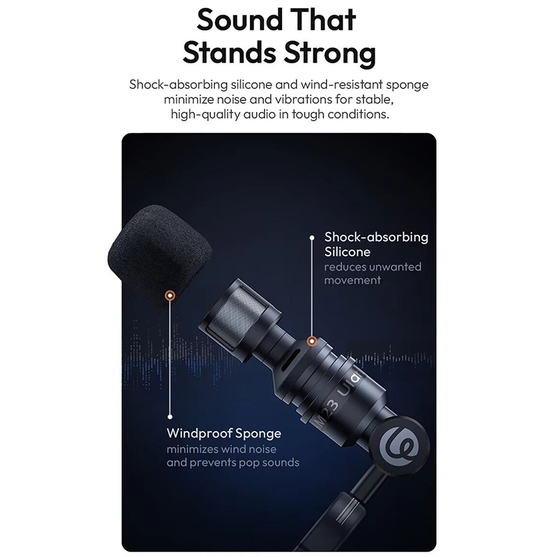 Picture of ​Ulanzi AM23 Type-C Mini Mic 360° Pickup Microphone Angle Adjustable Mic for Mac Min Smartphone Laptop Tablet-Black