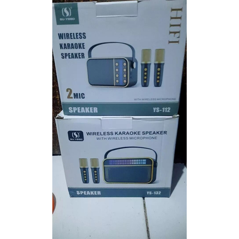 Picture of Karaoke Bluetooth Speaker YS-132 / 2 Microphone Wireless  Colorful Light Loudspeaker Portable Player-Multicolor