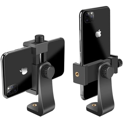 Picture of Universal Tripod Mount Vertical Bracket Smartphone Holder Phone 360 Degree Clip Clipper Tripod Adapter Screw Adapter Rotatable Digital Camera Bracket Selfie Lens Monopod-Black