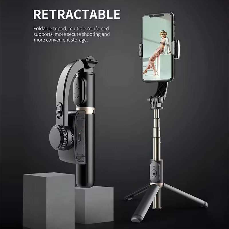 Picture of Q08 Gimbal Stabilizer Bluetooth Remote Control Tripod Selfie Stick-Black