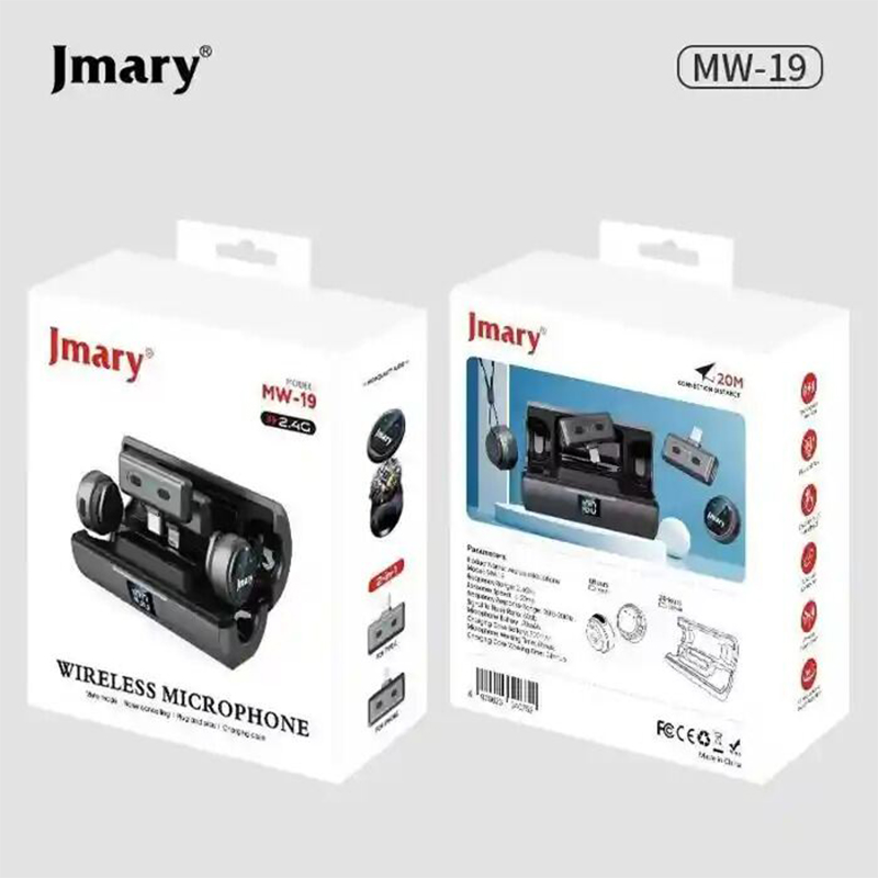 Picture of Jmary MW-19 Dual Wireless Microphone for Type-C & lightning iPhone magnet clip-Black