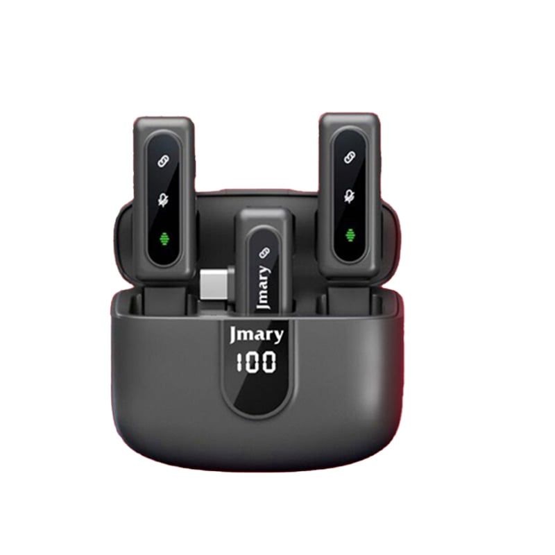 Picture of Jmary MW-17 2.4G Wireless Microphone for Mobile (Type-C Or  Lighting) With Charging Case Black