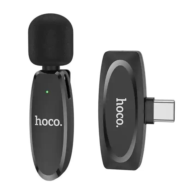 Picture of Hoco L15 Type-C Lavalier Wireless Digital Microphone Black-Black