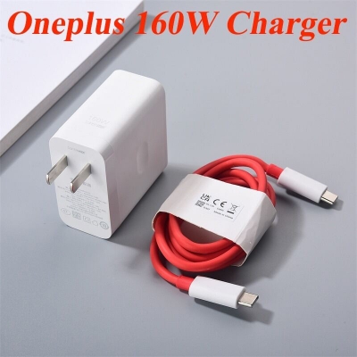 Picture of 160Watt Charger with Cable C to C Cable Compatible with One Plus SUPERVOOC 11R/11/11 Pro/12/12R/12 Pro/Nord CE 4/Lite/Ace (MDH-141)-White