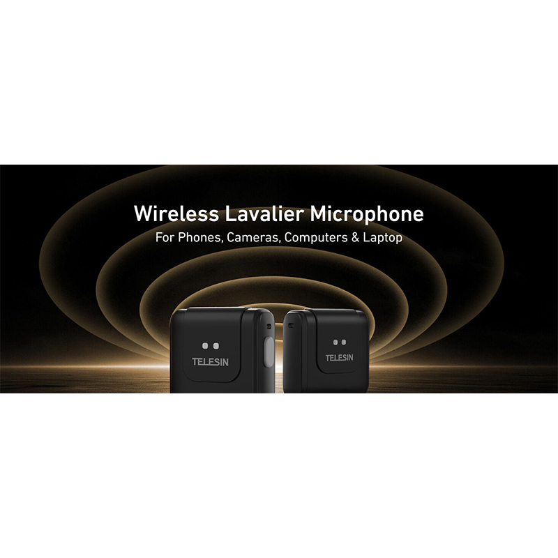 Picture of TELESIN Wireless Lavalier Microphone with Charging Case for Video Recording Type C /Samrt Phone/PC/Laptop/Camera