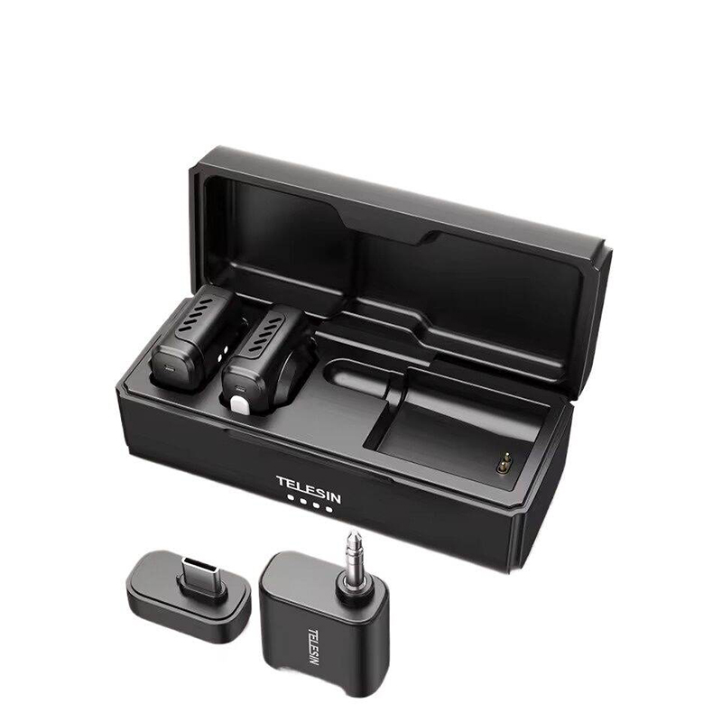 Picture of TELESIN Wireless Lavalier Microphone with Charging Case for Video Recording Type C /Samrt Phone/PC/Laptop/Camera