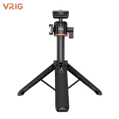 Picture of TP-06 Portable Selfie Stick Tripod Stand Aluminum Alloy with 1/4" Screw Cold Shoe Mount 360° Rotatable Ball Head 55cm/21.6in Max Height 1.5kg Load Capacity for Vlog Live Streaming Selfie Video-Black