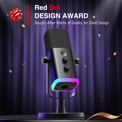 Picture of FIFINE AM8 Dynamic Microphone with RGB Control/Headphone Jack/Mute,MIC for PC Gaming Recording Streaming Easy to Use-Black