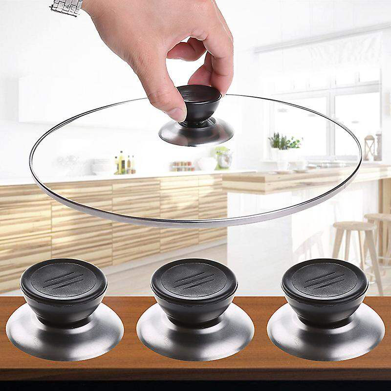 Picture of Universal Pot Lid Top Replacement Knob,Heat Resistant and Prevent static electricity,Easy installation Kitchen Cookware Replacement Pan Lid Holding Handles. (Black)-Black