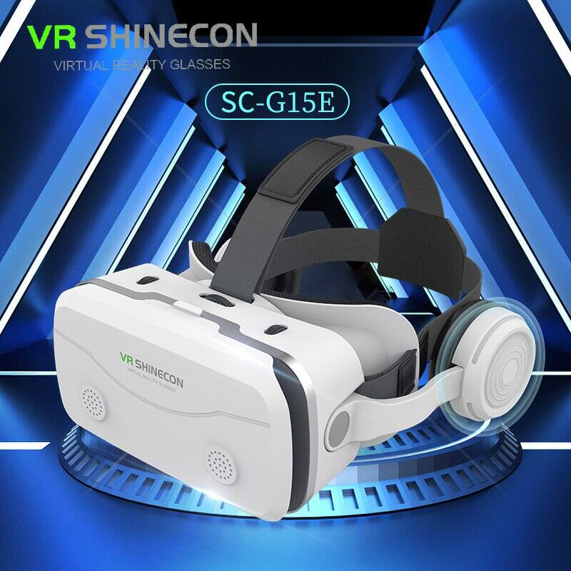Picture of SHINECON Vr G15E Within 4.7-7 inch Screen Generation Smart Mobile Phone 3D Cinema Virtual Reality Vr Glasses Headset with Earphones for TV, Movies & Video Games-White
