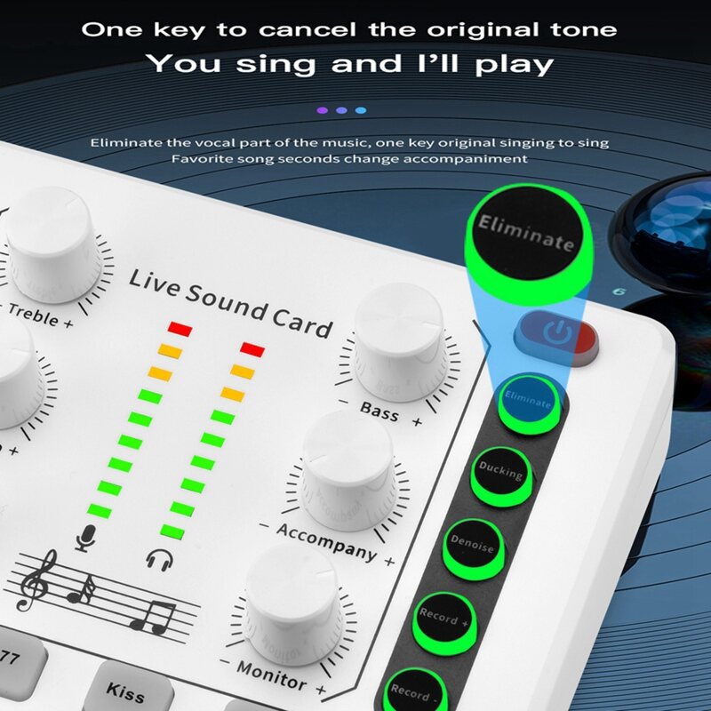 Picture of Live Sound Card M8 Wireless Bluetooth Audio Mixer Digital Mixer Noise Reduction Live Streaming Broadcast-Multicolor