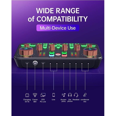 Picture of Sound Card K600 Professional Live Streaming Equipment Parts Audio Accessories Sound Card Mixer Cell Phone Universal Computer-Black