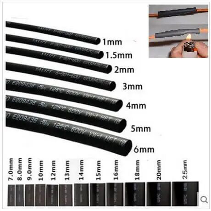 Picture of Heat Shrink Tubing Tube Assortment Wire Cable Insulation Sleeving Kit 200 miter Multicolor-3mm