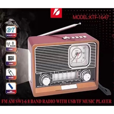 Picture of Portable Wireless AM FM SW 8 Band Bt Outdoor Home Radio Speaker  Ktf-1647 with Flashlight Multi-function Mp3 TF USB Music Player-Multicolour