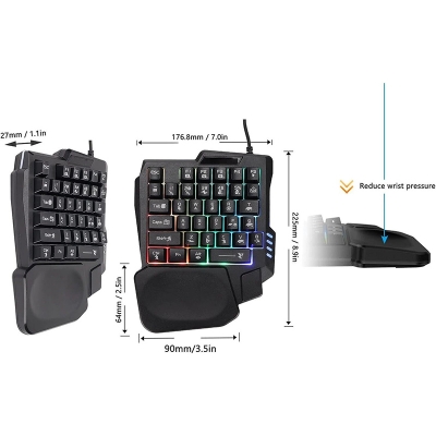 Picture of PUBG Mobile Game Accessories 5 In 1 Combo Gaming Keyboard And Mouse Wireless Bluetooth For PC Smartphone-Black