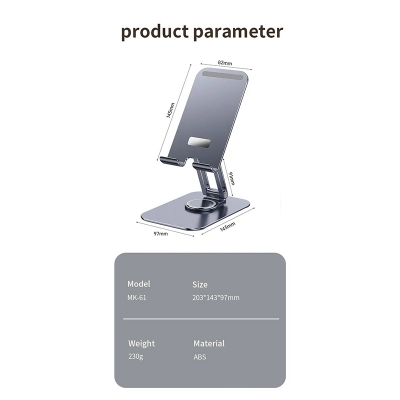 Picture of Jmary MK61 Rotating Stable and Antiskid wide compatibility foldable Desktop Holder For Mobile and Tablet-Silver