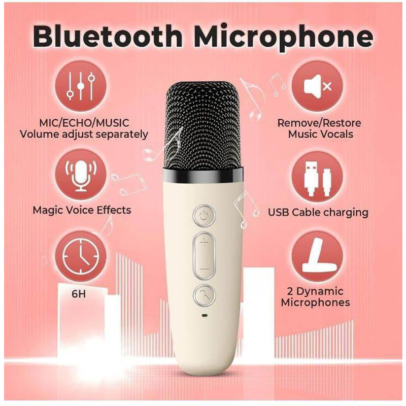 Picture of K12 Speaker Bluetooth Wireless Karaoke Mic Multi-Compatibility Modes, Rgb Lights-Multicolor