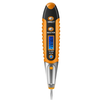 Picture of Voltage Tester Digital AC DC 12-220V Non-Contact Voltage Detector Tester Pen With Night Sight Induction Test Multi Sensor LCD Display-Yellow