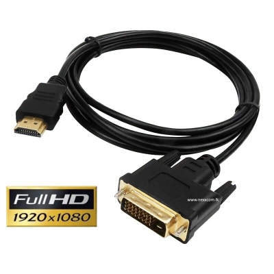 Picture of HDMI to DVI-D (D-PORT)Video Cable Adapter-HDMI Male to DVI Male-HDMI to DVI Cable 1.5m/5ft-Black