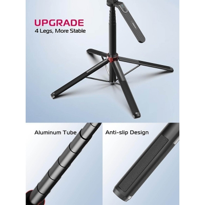 Picture of Ulanzi MA09 Selfie Stick Tripod, 71" Extendable Phone Tripod with Romote, Portable Cellphone Stand Tripod Quadrapod & iPhone Tripod, 3-in-1 Upgraded Travel Tripod for iPhone/Samsung/Camera/GoPro-Multicolor