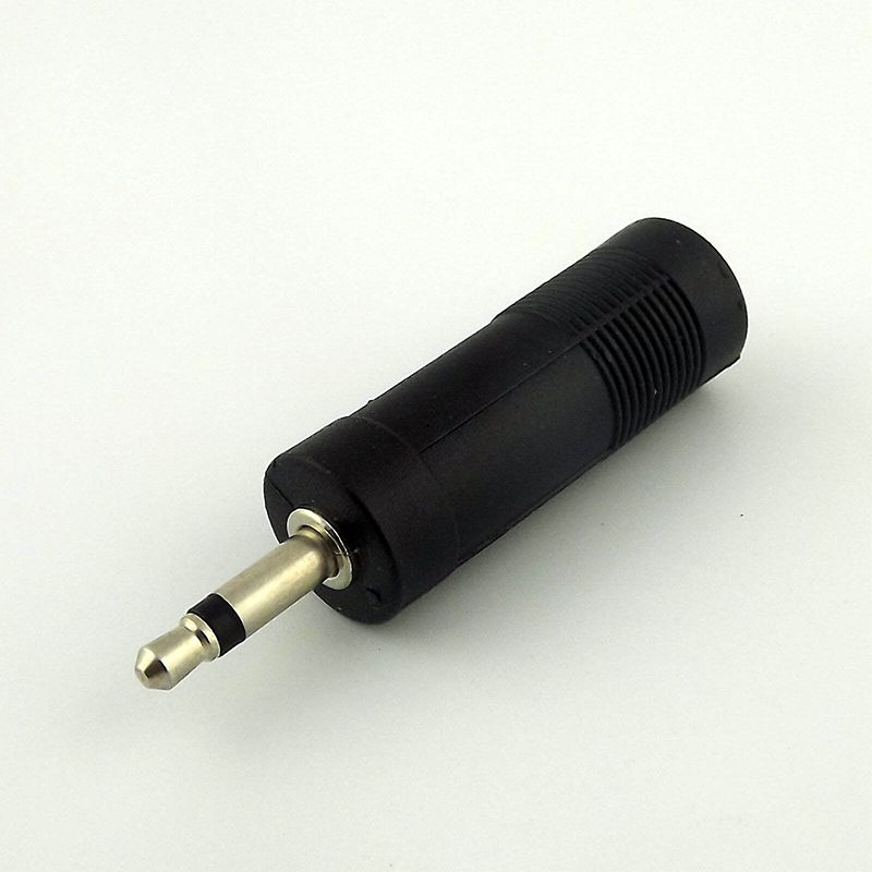 Picture of Plastic Female PL 6.35mm Jack to Male 3.5mm TS Mono Plug Connector Adapter Audio Converter Mic Microphone Input Output Adaptor Reducer Interface PL PL55 PL 55 6.5mm 1/4in 1/4 Stereo Headphone Head phone Jack AUX-Black