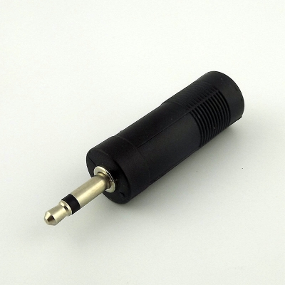 Picture of Plastic Female PL 6.35mm Jack to Male 3.5mm TS Mono Plug Connector Adapter Audio Converter Mic Microphone Input Output Adaptor Reducer Interface PL PL55 PL 55 6.5mm 1/4in 1/4 Stereo Headphone Head phone Jack AUX-Black