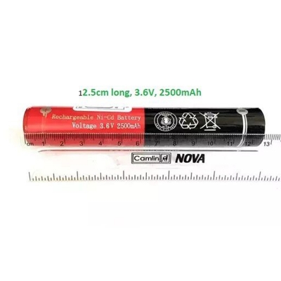 Picture of Geepas 3.6V 2500mAh Ni-Cd Rechargeable Torch Light Clone Version Battery 2x12.5cm-Multicolor