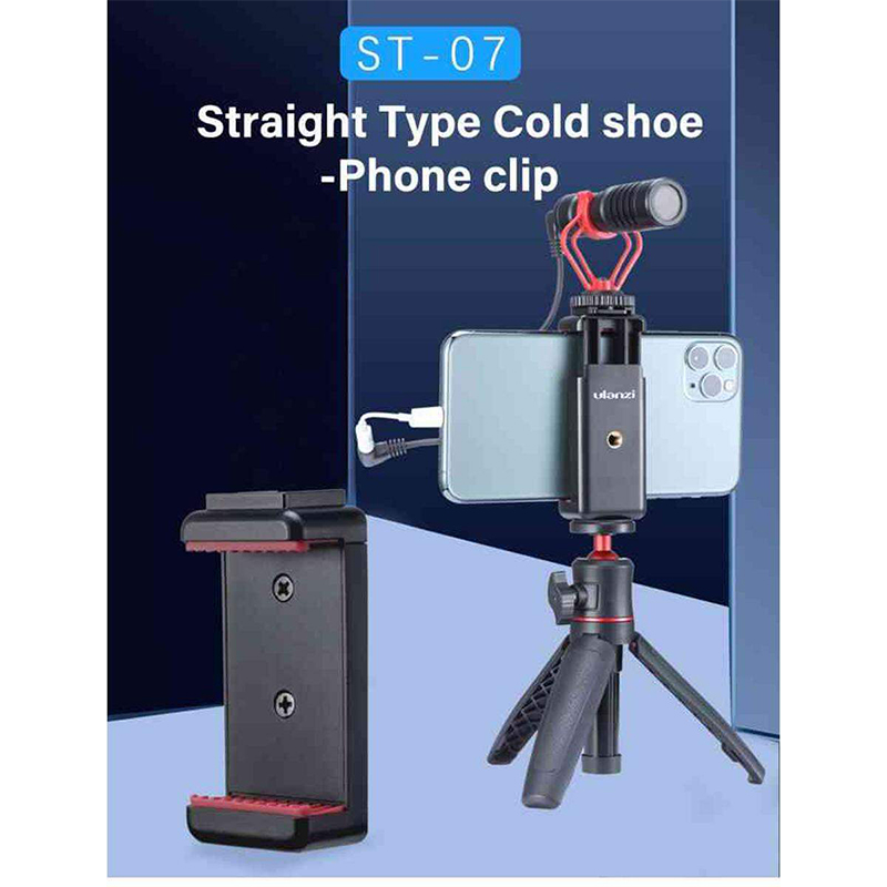 Picture of ULANZI ST-07 Phone Tripod Mount with Cold Shoe Mount for Microphone LED Video Light 1/4'' Tripod Screw for iPhone 11/Pro/Pro Max XS Max XR X 8 7...-Black