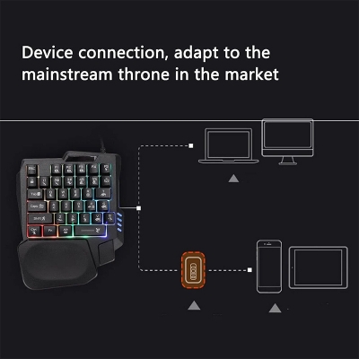 Picture of One-Handed USB RGB Gaming Keyboard 35 Keys Gaming Keyboard, K13 Gaming Keypad-Black