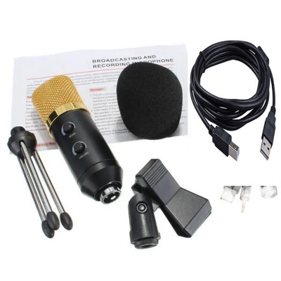 Picture of Bm 100 Fx  Usb Condenser Microphone For Studio Record Complete Package Condenser Microphone For Computer Laptop-Gold