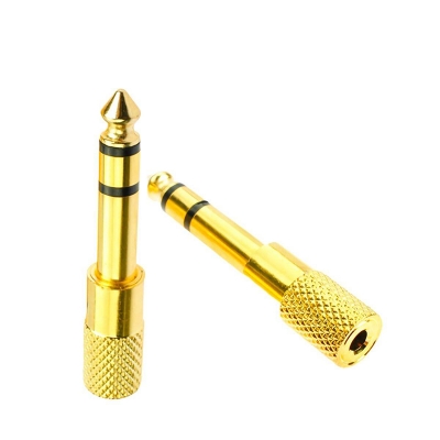 Picture of 6.5mm Male To 3.5mm Female Audio Adapter Female Connector Headphone Amplifier Audio Adapter Microphone Converter-Gold